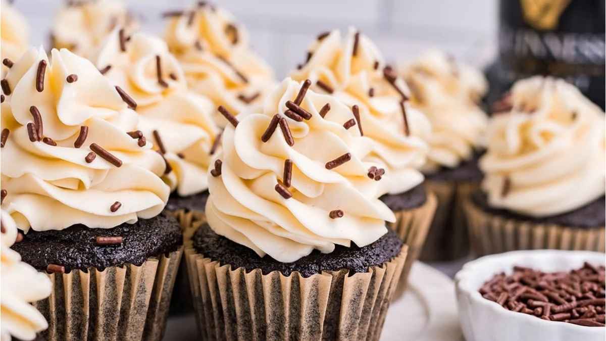 Guinness Cupcakes With Bailey'S Frosting.