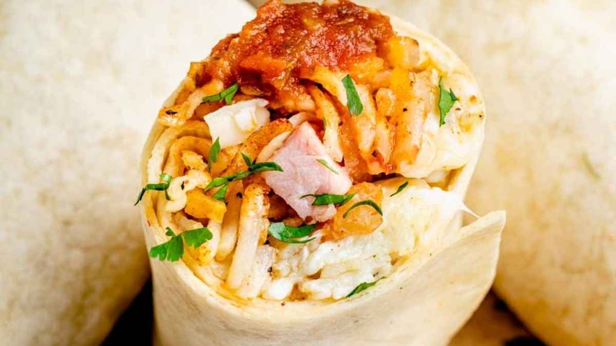 Ham Breakfast Burrito. 