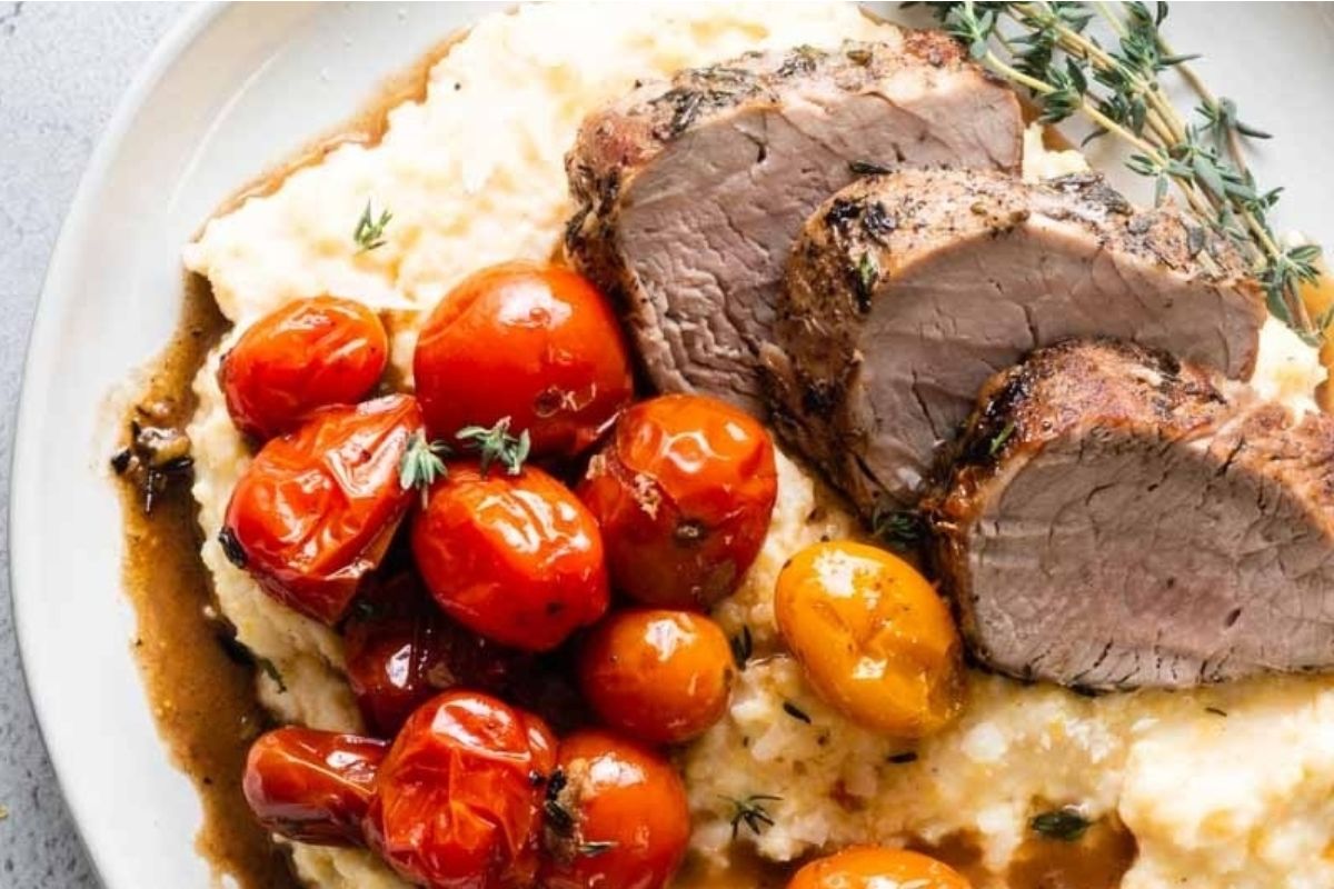 Herb Crusted Pork Tenderloin With Creamy Polenta 1