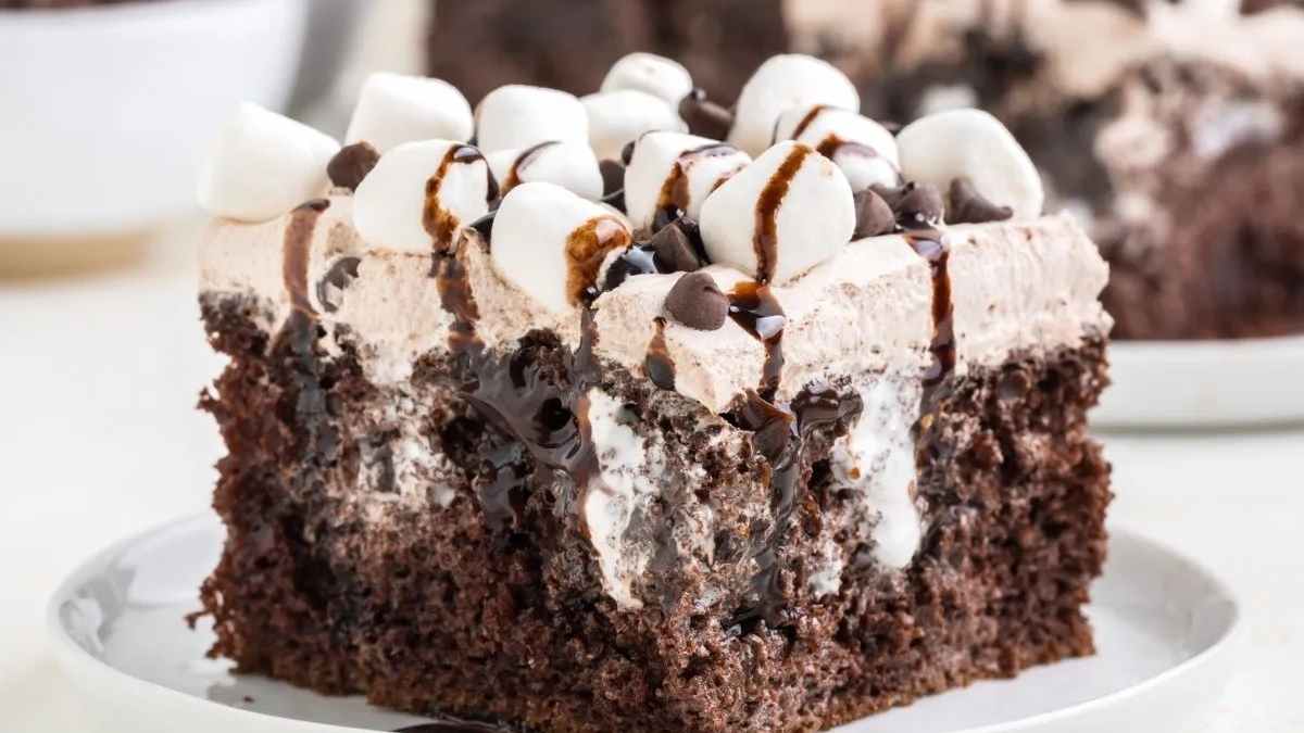 Hot Chocolate Poke Cake. 
