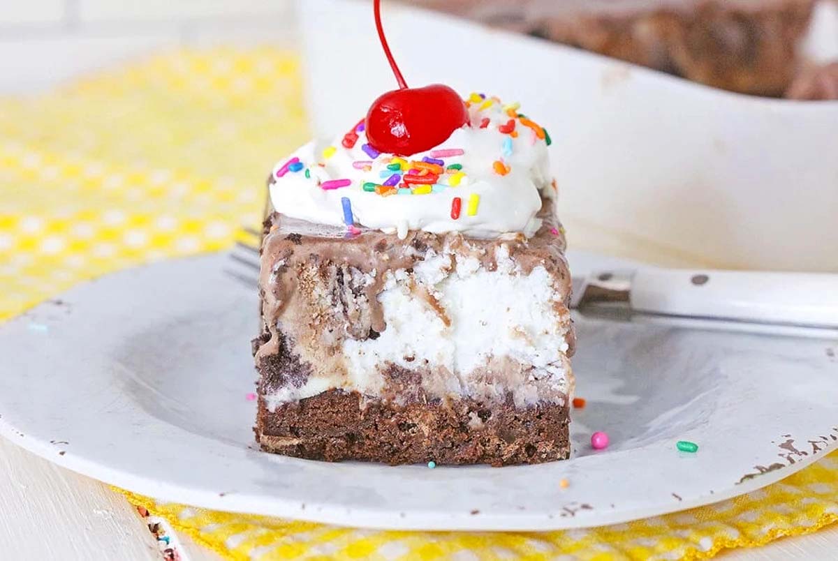 Ben And Jerry's Ice Cream Cake With Brownie Bottom. 
