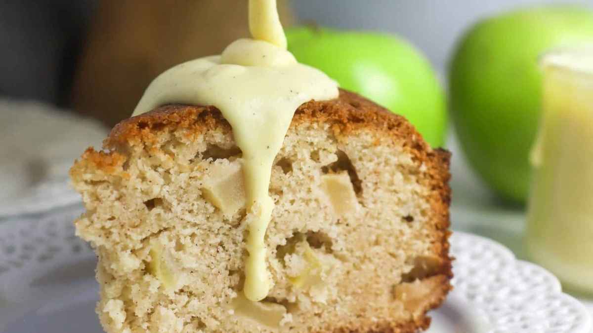 Irish Apple Cake With Custard Sauce.