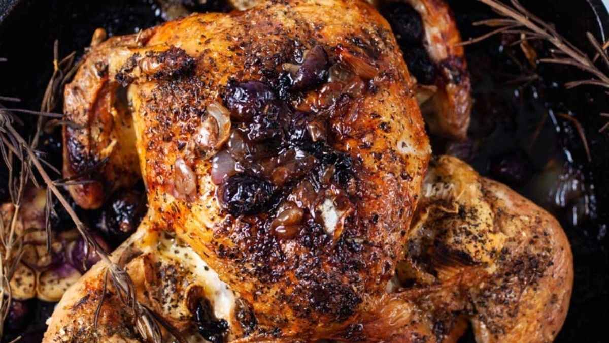 Juicy Cast-Iron Roast Chicken.
