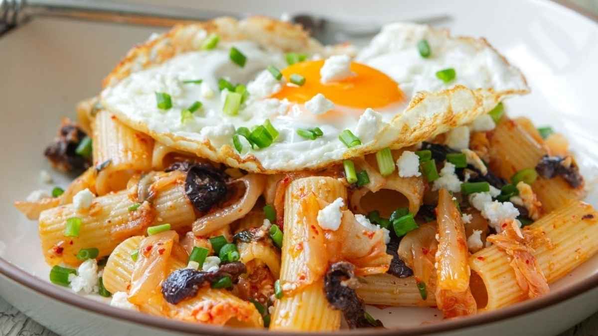 Kimchi Olive Pasta (greek-korean Fusion Recipe).