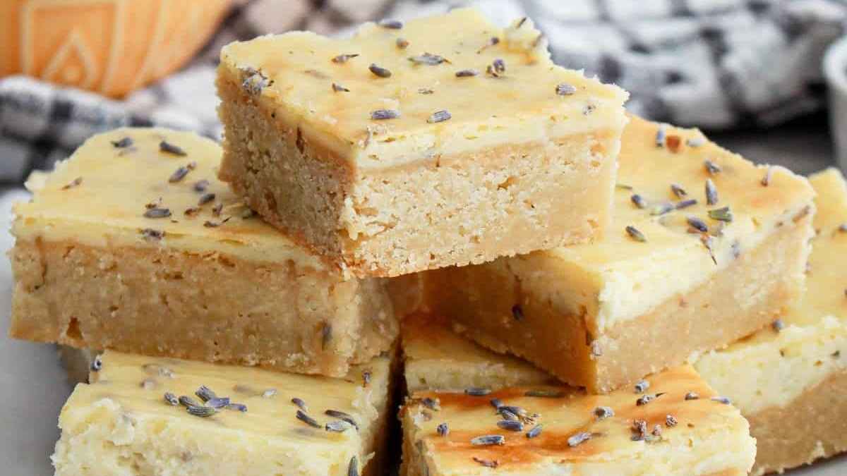 Lavender Lemon Cheesecake Bars.