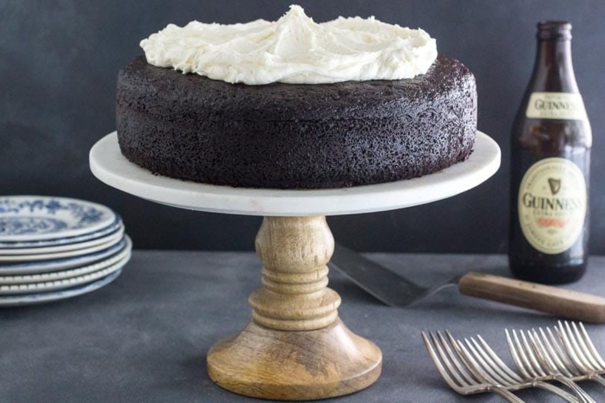 Low Fodmap Black Velvet Chocolate Guinness Cake With Whiskey Frosting
