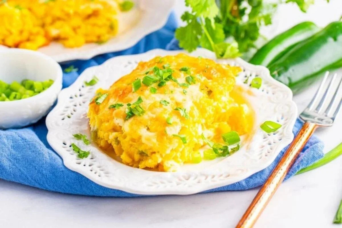 Mexican Corn Casserole With Cheese. 