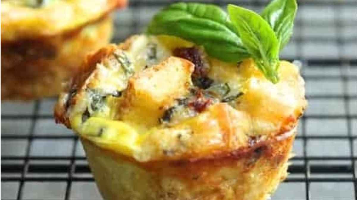 Muffin Pan Stratas with Basil and Sun-Dried Tomatoes.