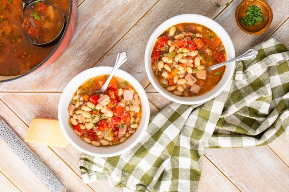 Slow Cooker Ham and Navy Bean Soup Recipe.