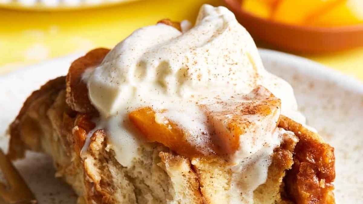 Peaches And Cream Overnight French Toast Recipe.