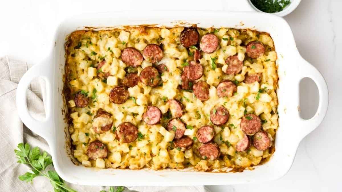 Potato Casserole With Andouille Sausage.