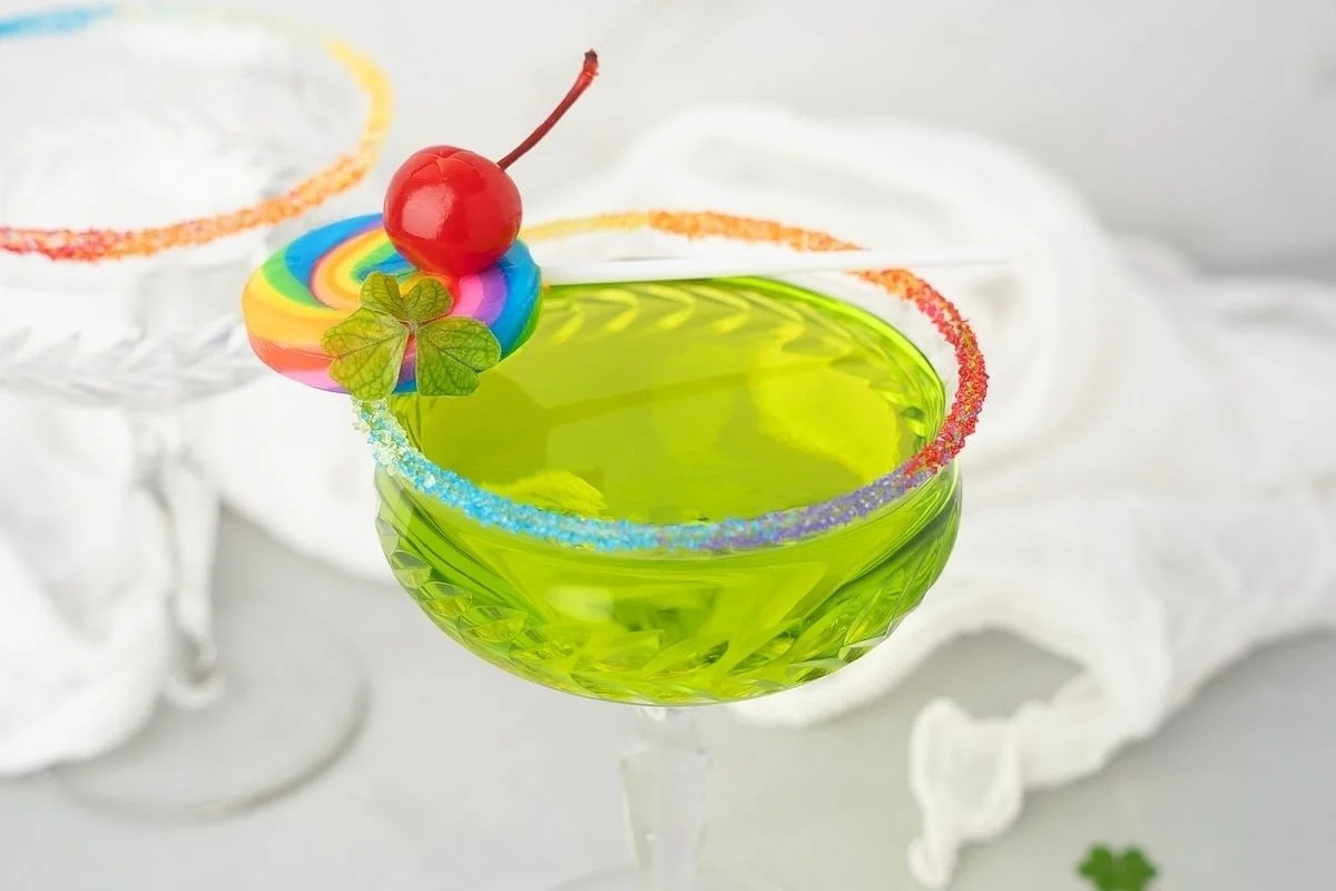 Rainbow Rim Green Irish Whiskey Cocktail