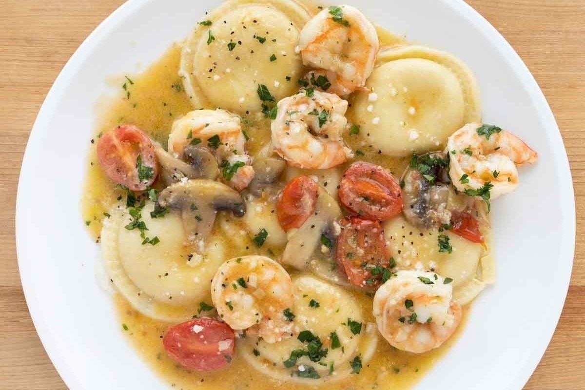 Ravioli And Shrimp Scampi