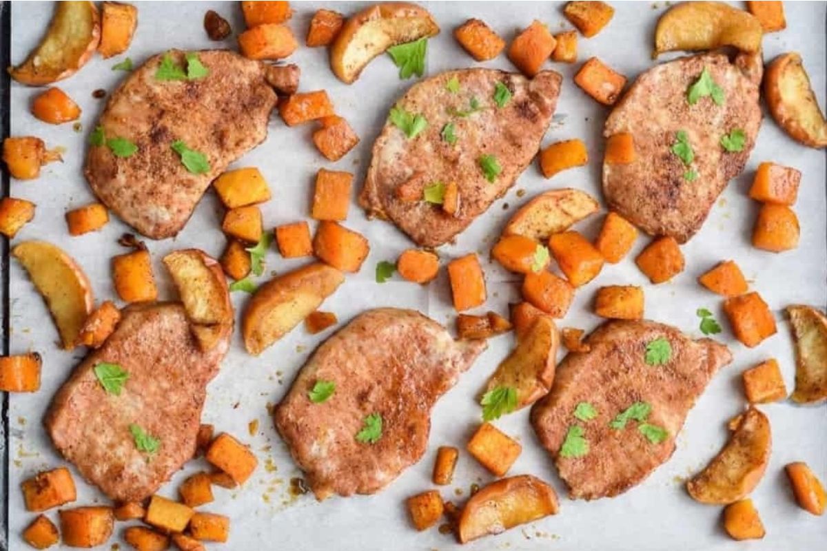 Sheet Pan Brown Sugar Pork Chops.