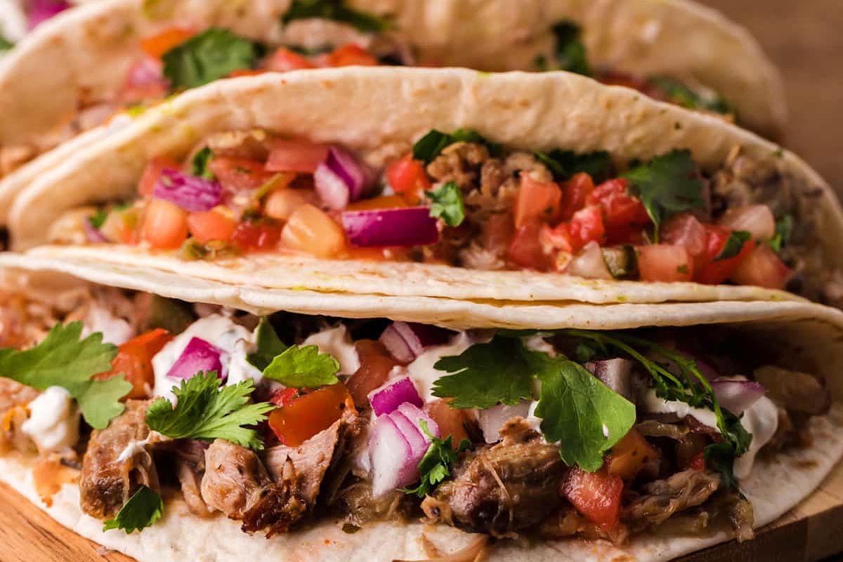 Mexican Tacos With Pork Carnitas (Slow Cooker). 