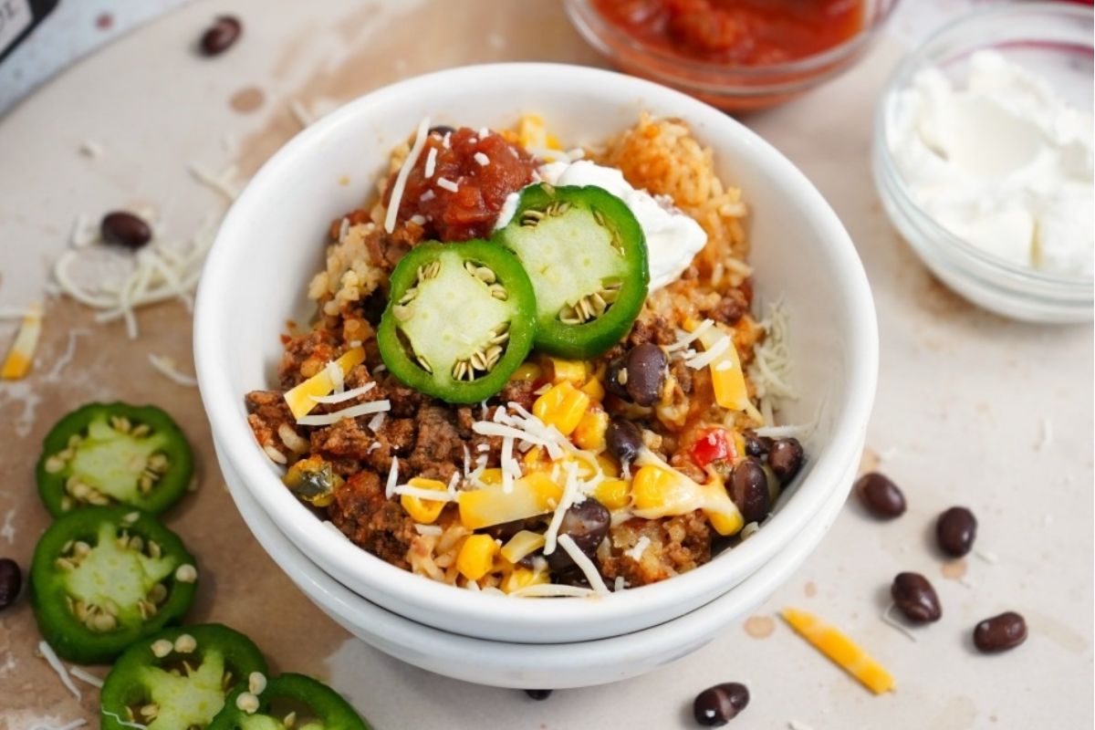 Slow Cooker Ground Beef Taco Bowls