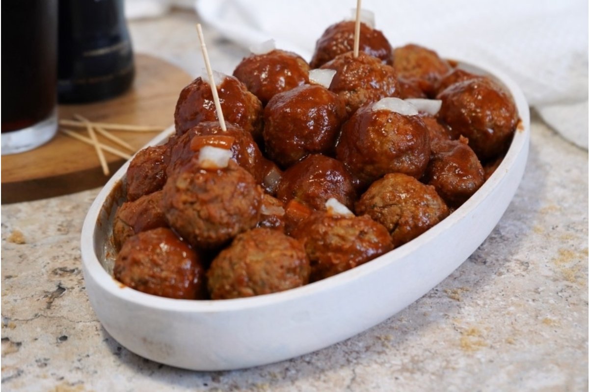 Slow Cooker Guinness Glazed Meatballs