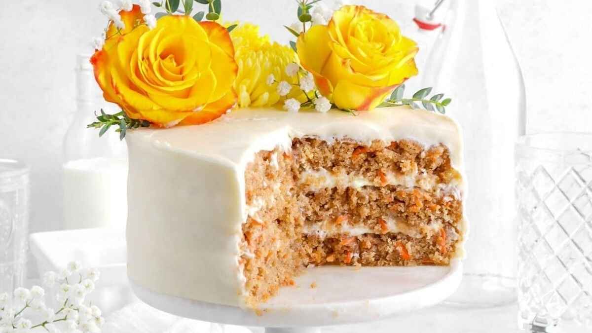 Spiced Carrot Cake With Cream Cheese Frosting. 