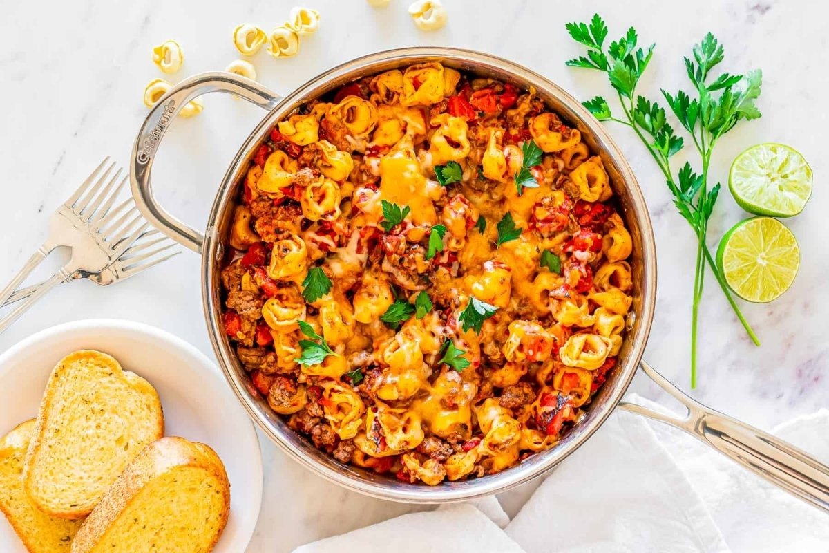Taco Tortellini Skillet Recipe With Ground Beef