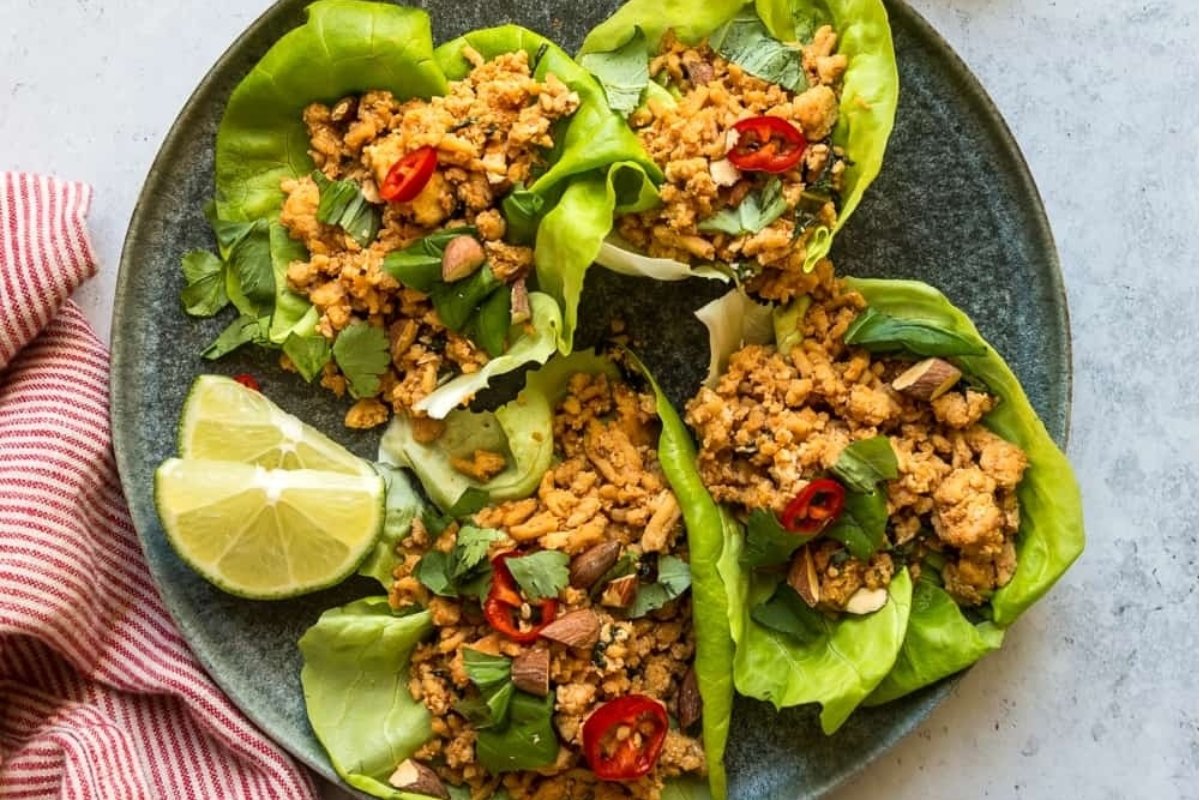 Thai Basil Chicken Lettuce Wraps.