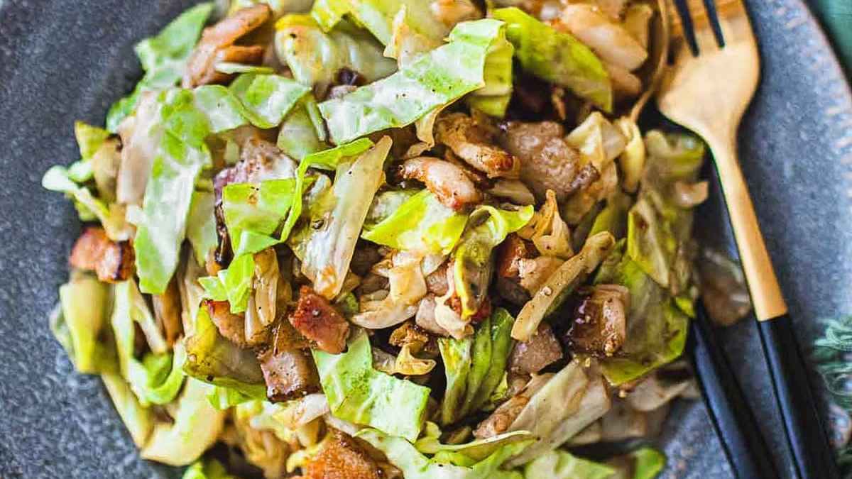 Thai Stir-Fried Cabbage With Bacon.