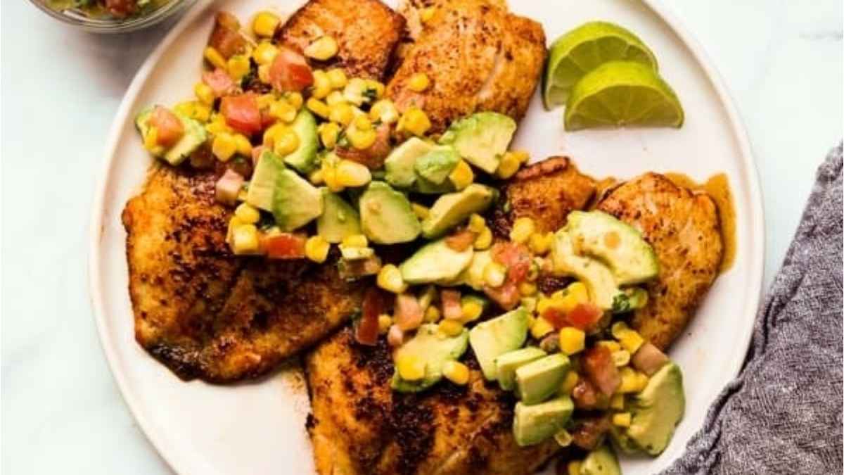 Tilapia With Avocado And Corn Salsa.