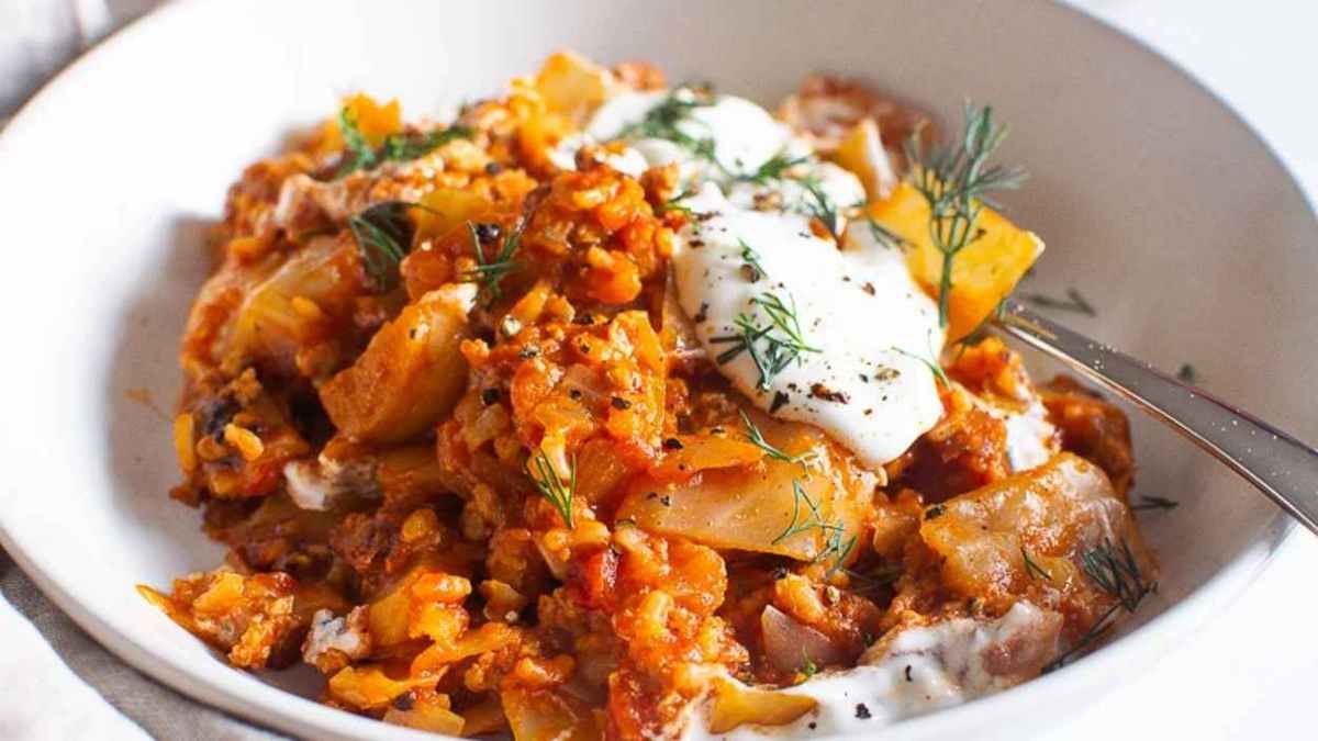 Ukrainian Unstuffed Cabbage Rolls.