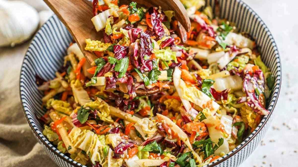 Asian Coleslaw With Honey Sesame Dressing.