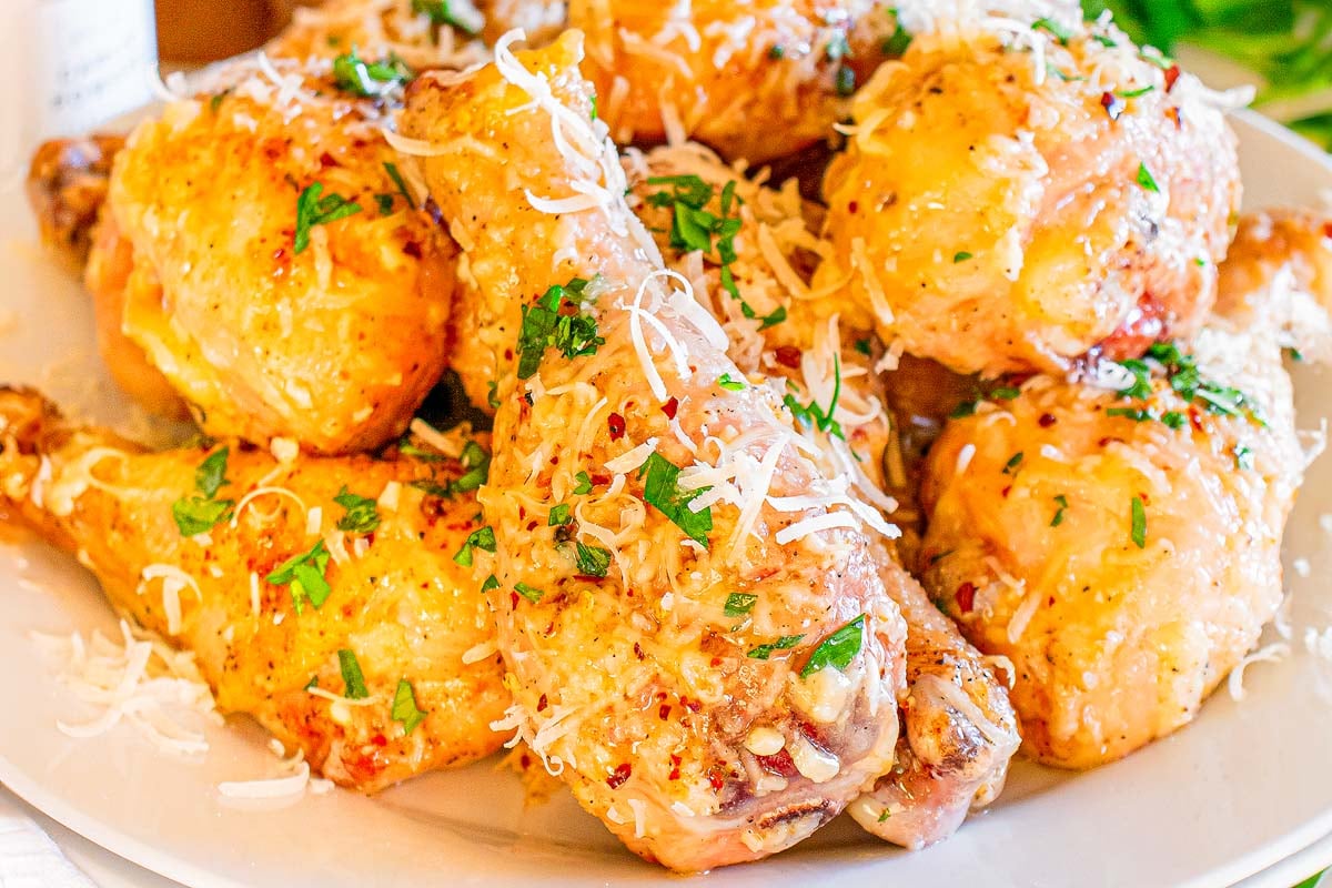 Garlic Parmesan Sheet Pan Chicken Drumsticks.