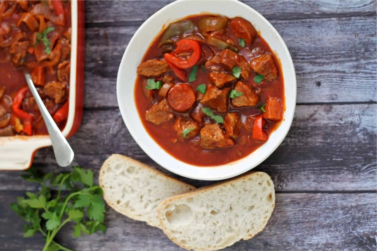 Slow Cooker Beef Casserole With Chorizo.