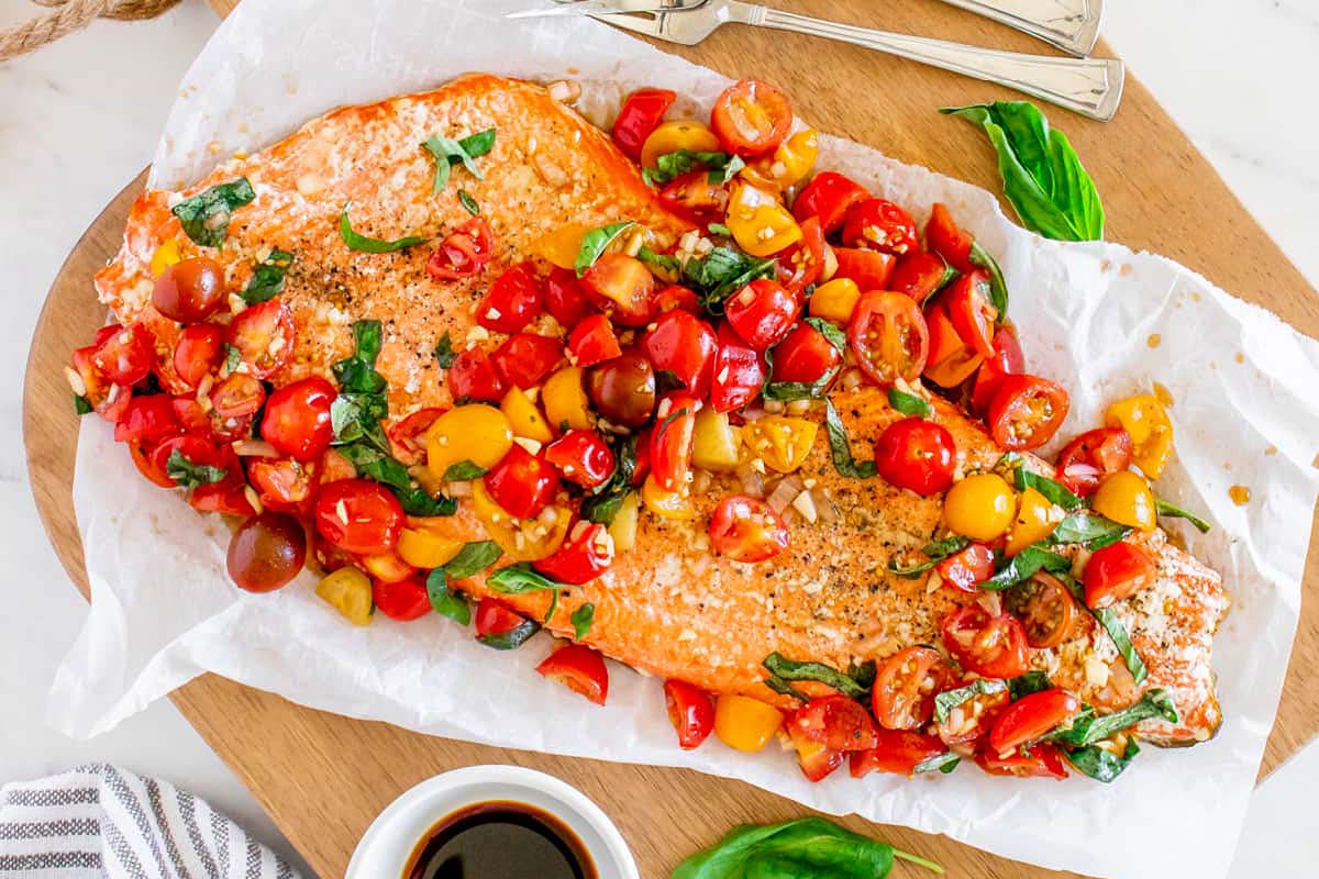 Easy Baked Bruschetta Salmon.
