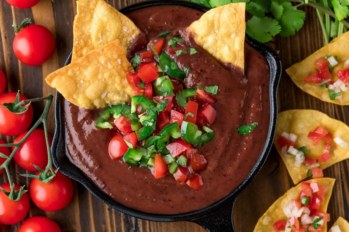 Chipotle Black Bean Dip With Pico De Gallo.