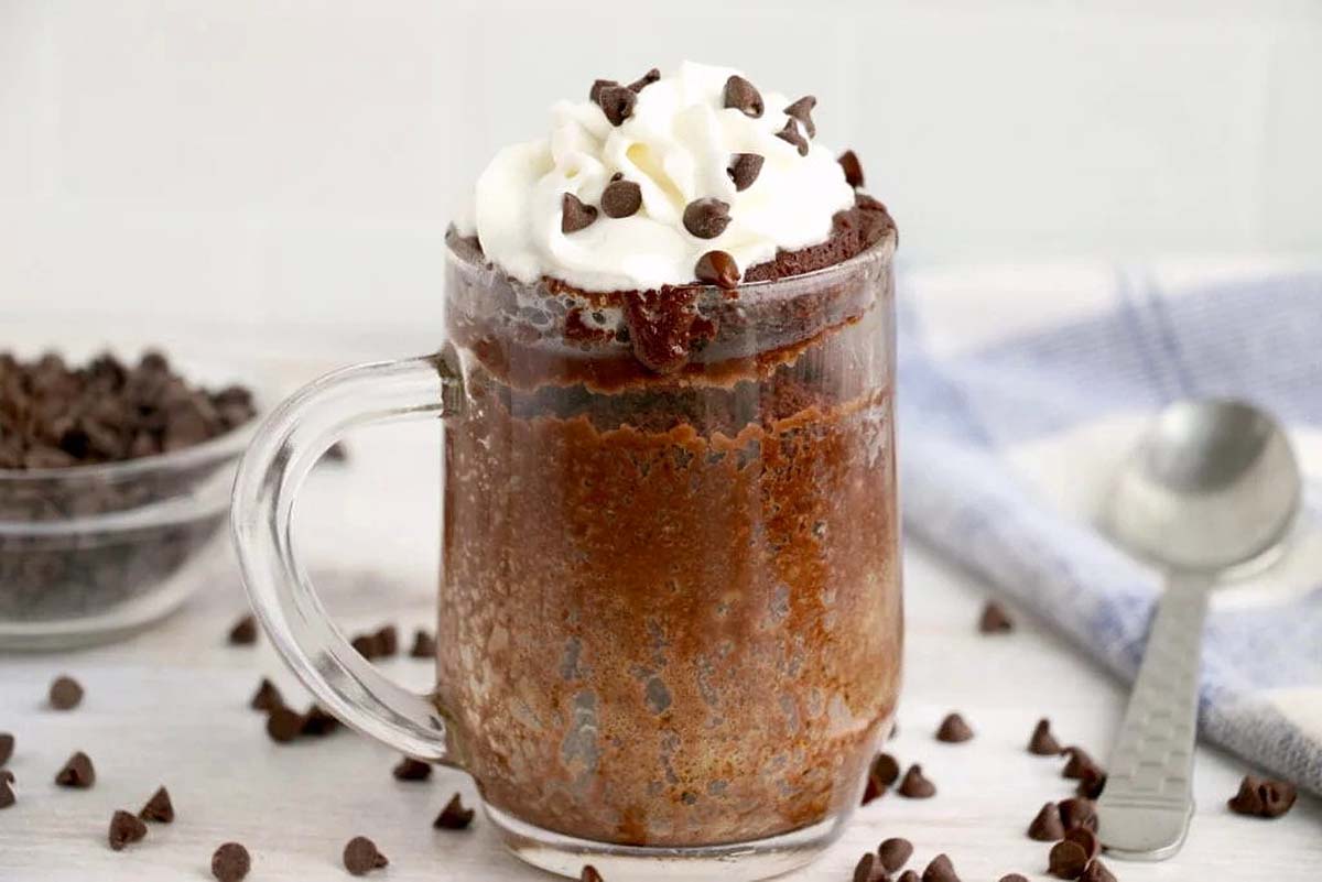 Chocolate Peanut Butter Mug Cake.