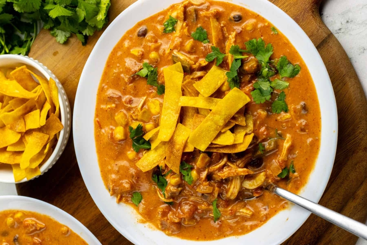 Creamy Chicken Tortilla Soup (Crock Pot).