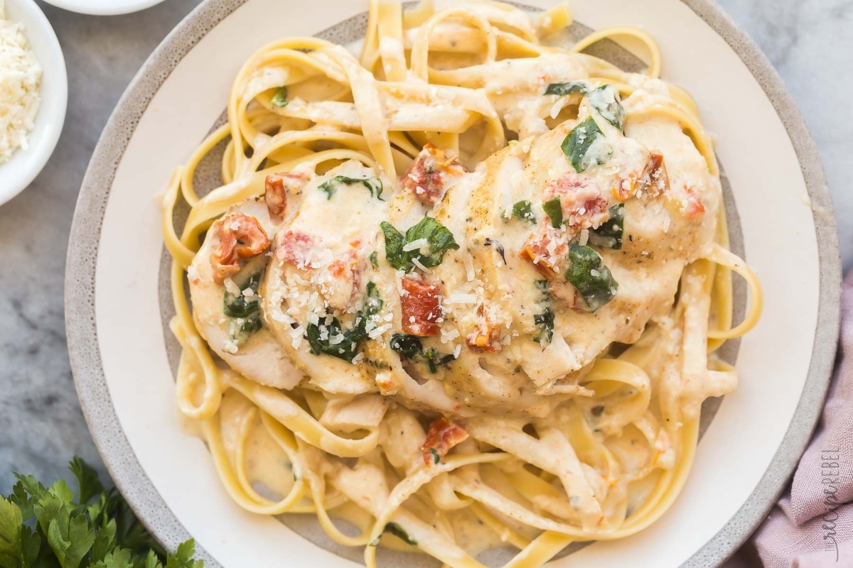 Crockpot Tuscan Chicken.