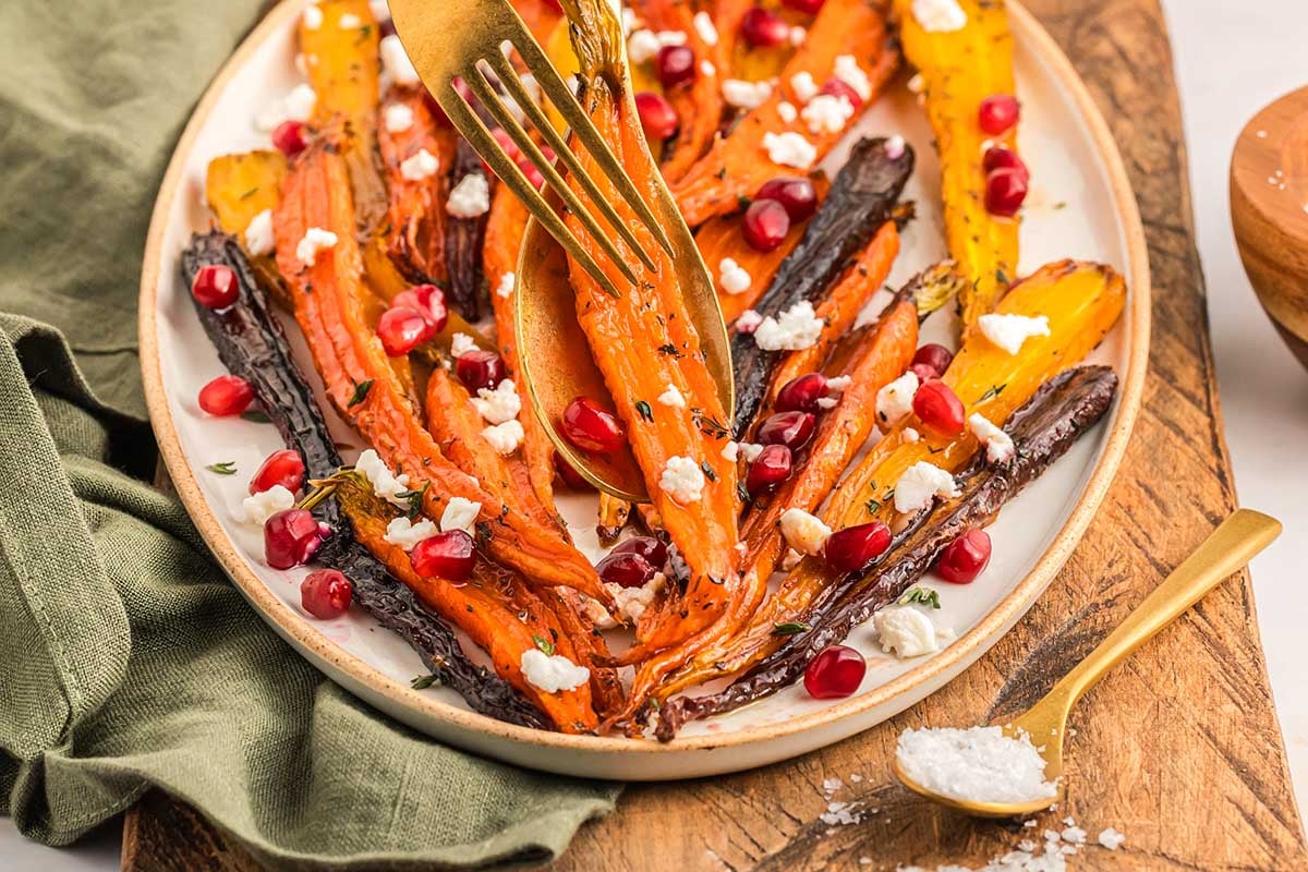 Maple Roasted Rainbow Carrots.