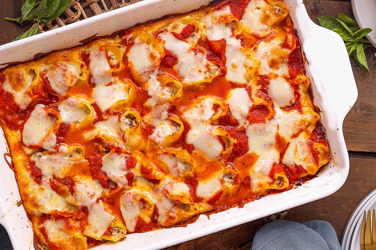 Ricotta Beef Stuffed Pasta Shells.
