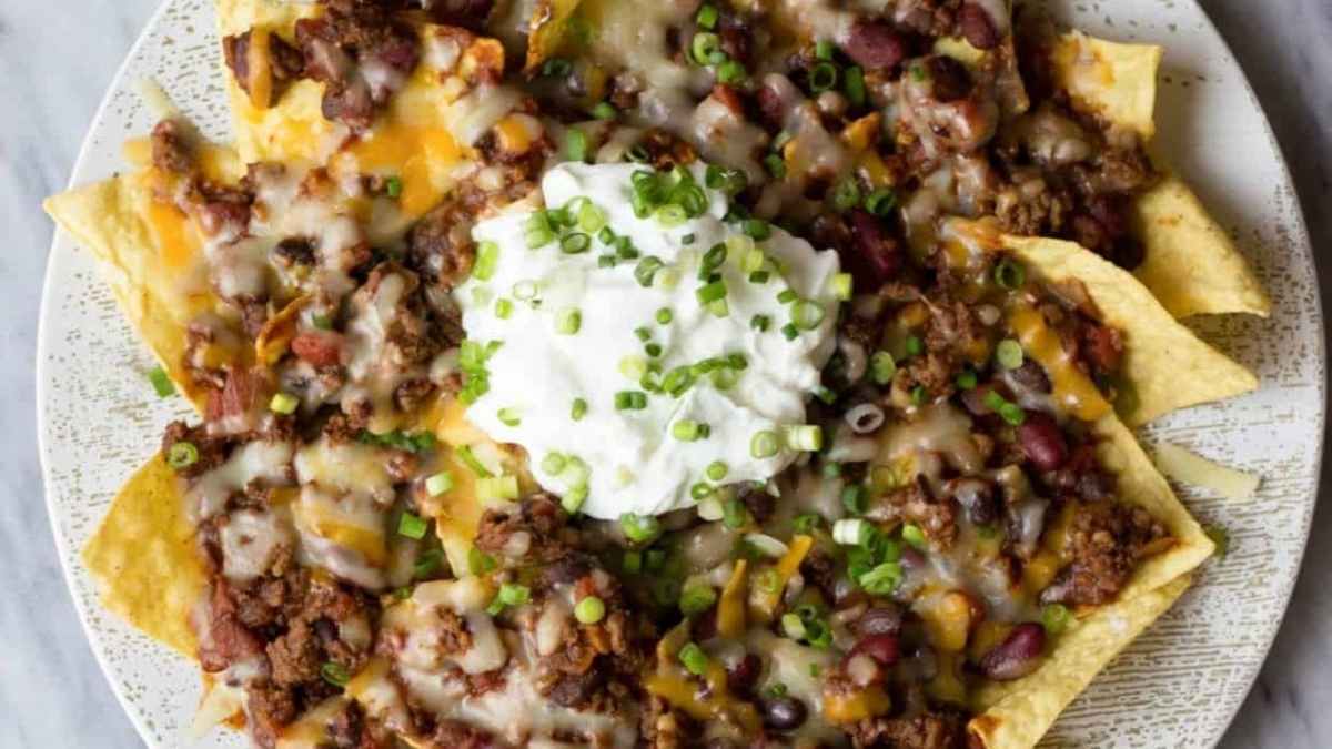 Sheet Pan Chili Nachos. 