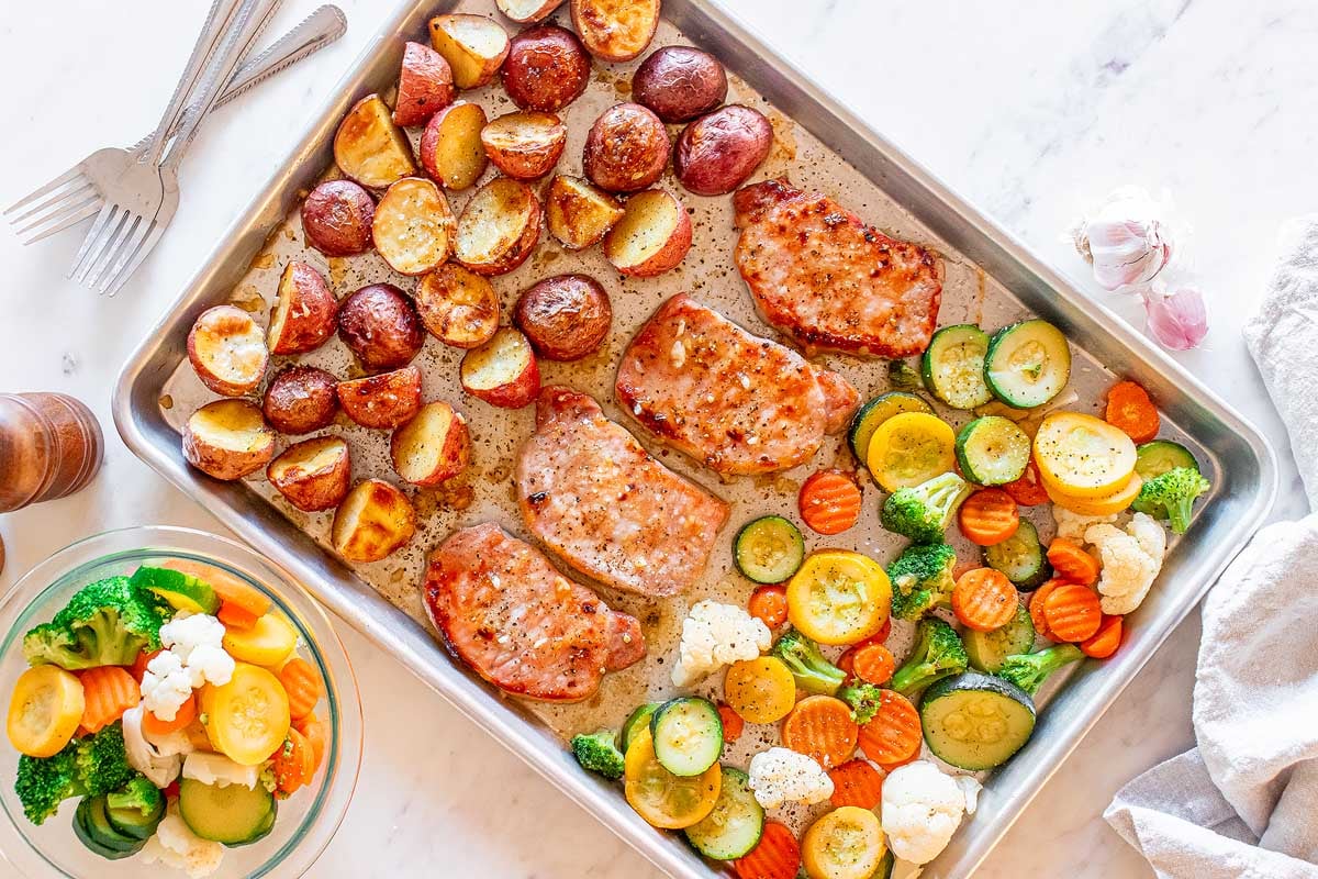 Sheet Pan Honey Garlic Pork Chops. 