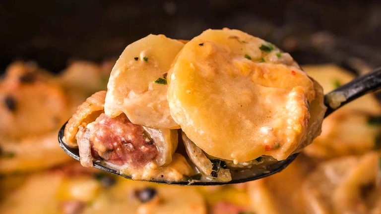 Slow Cooker Corned Beef Hash Au Gratin.