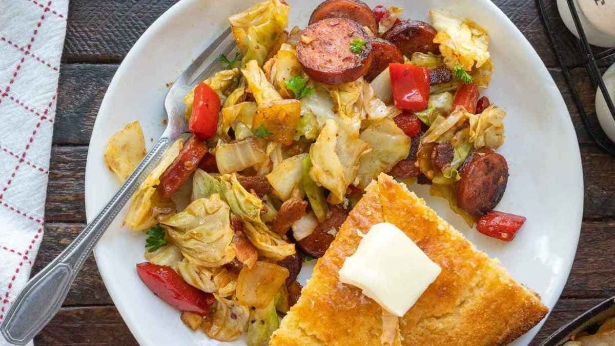 Southern Fried Cabbage and Sausage.