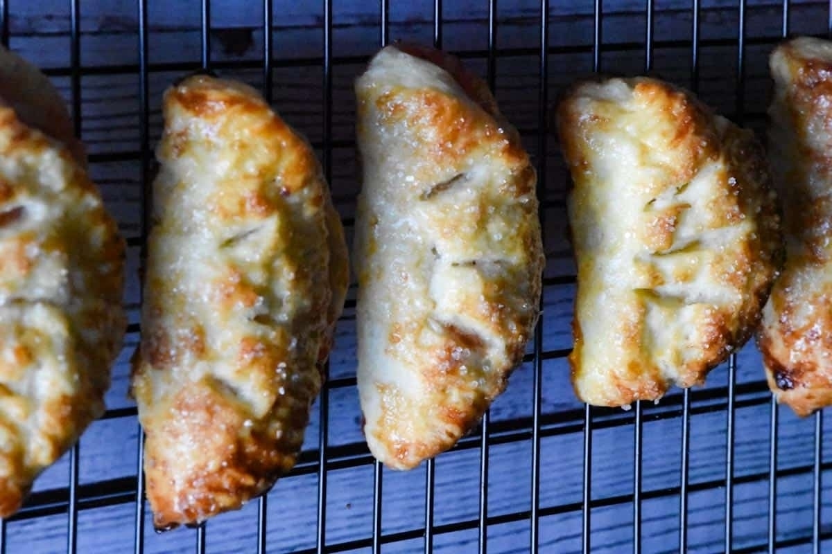Hand pies on a cooling rack.