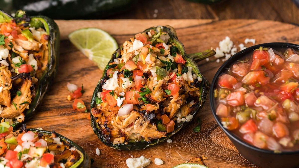 xoxoBella Air Fryer Fiesta Chicken Stuffed Poblano Peppers