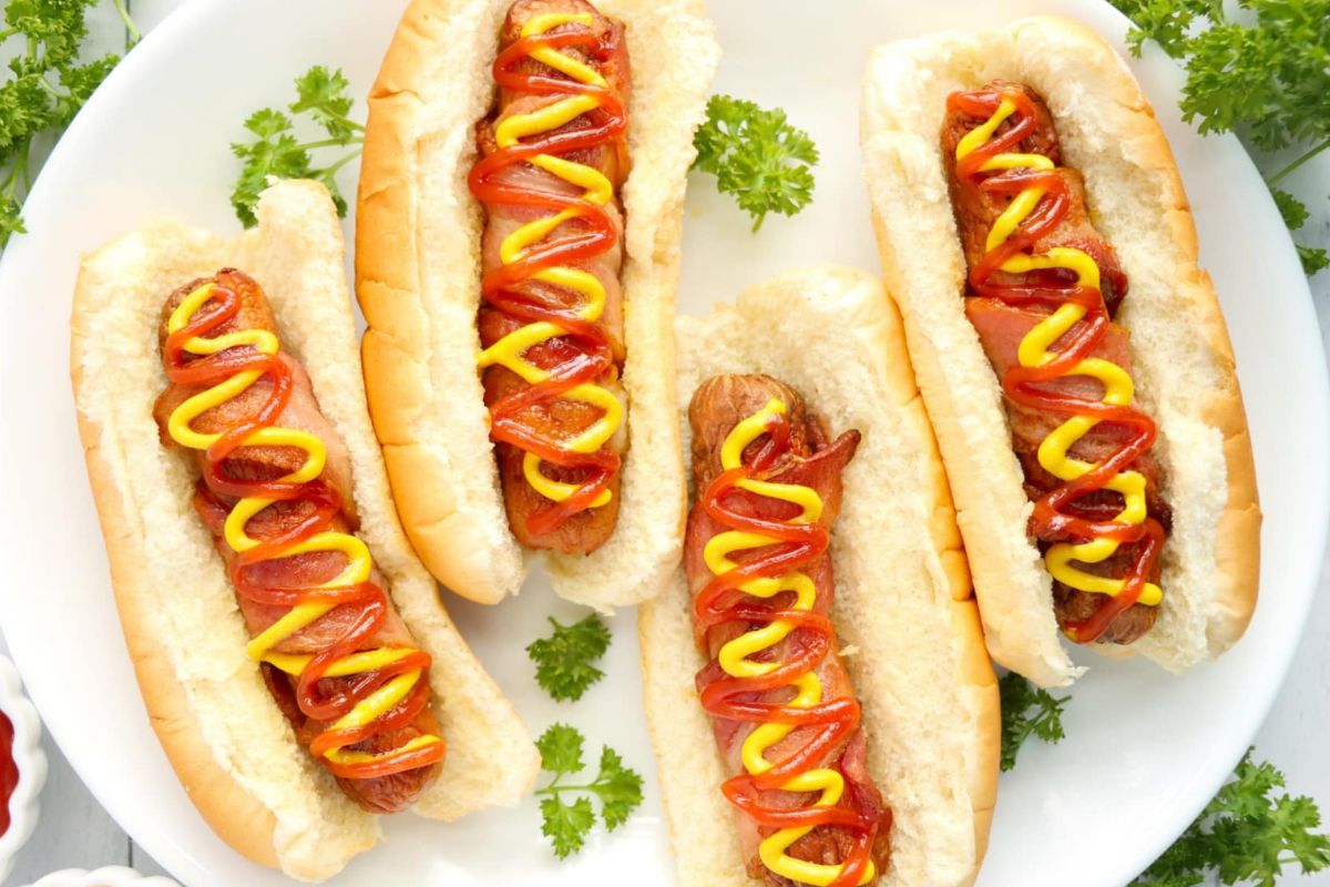 Air Fryer Bacon Wrapped Hot Dogs
