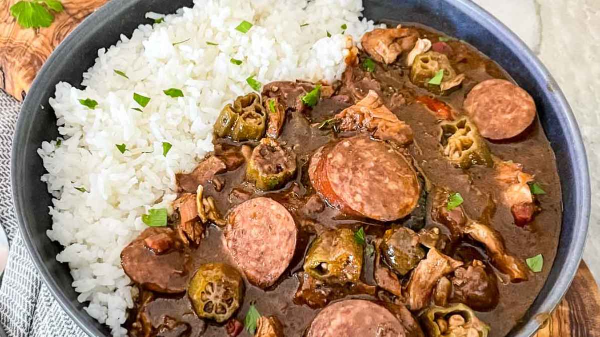 Authentic Chicken And Smoked Sausage Gumbo.