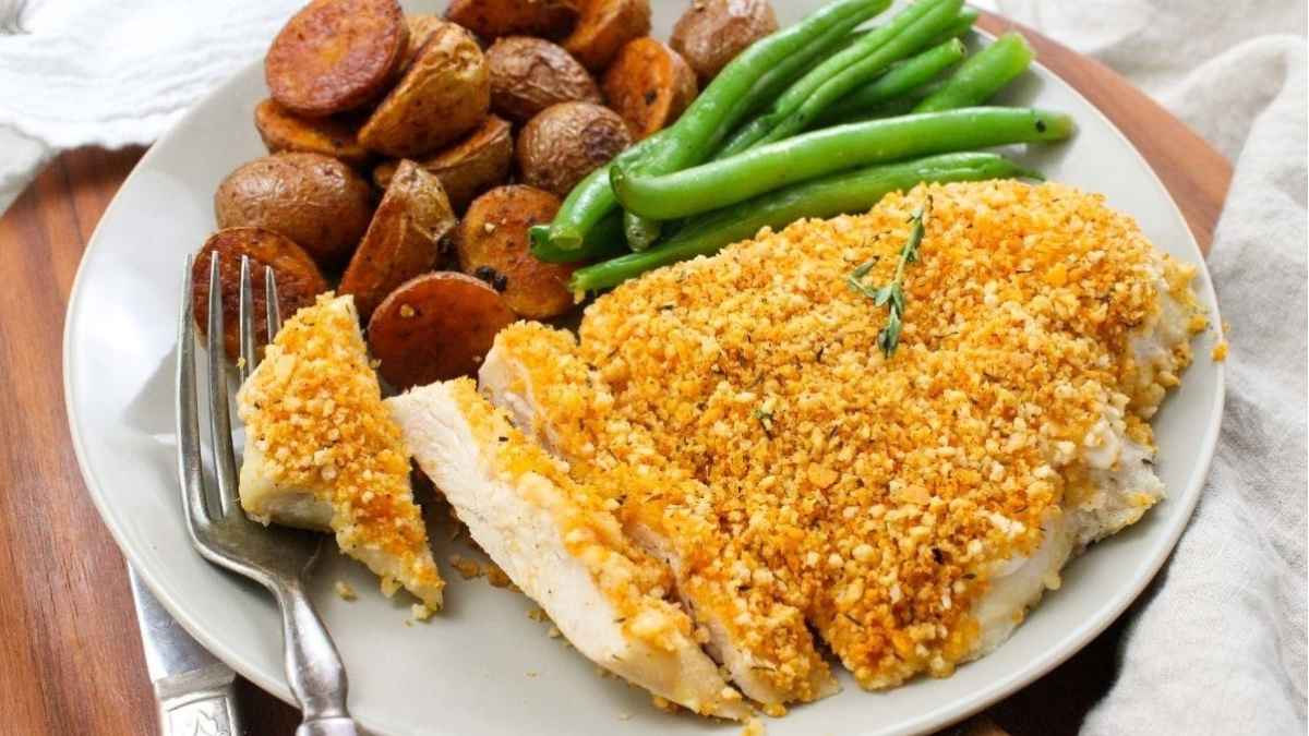 Baked Panko Crusted Chicken.