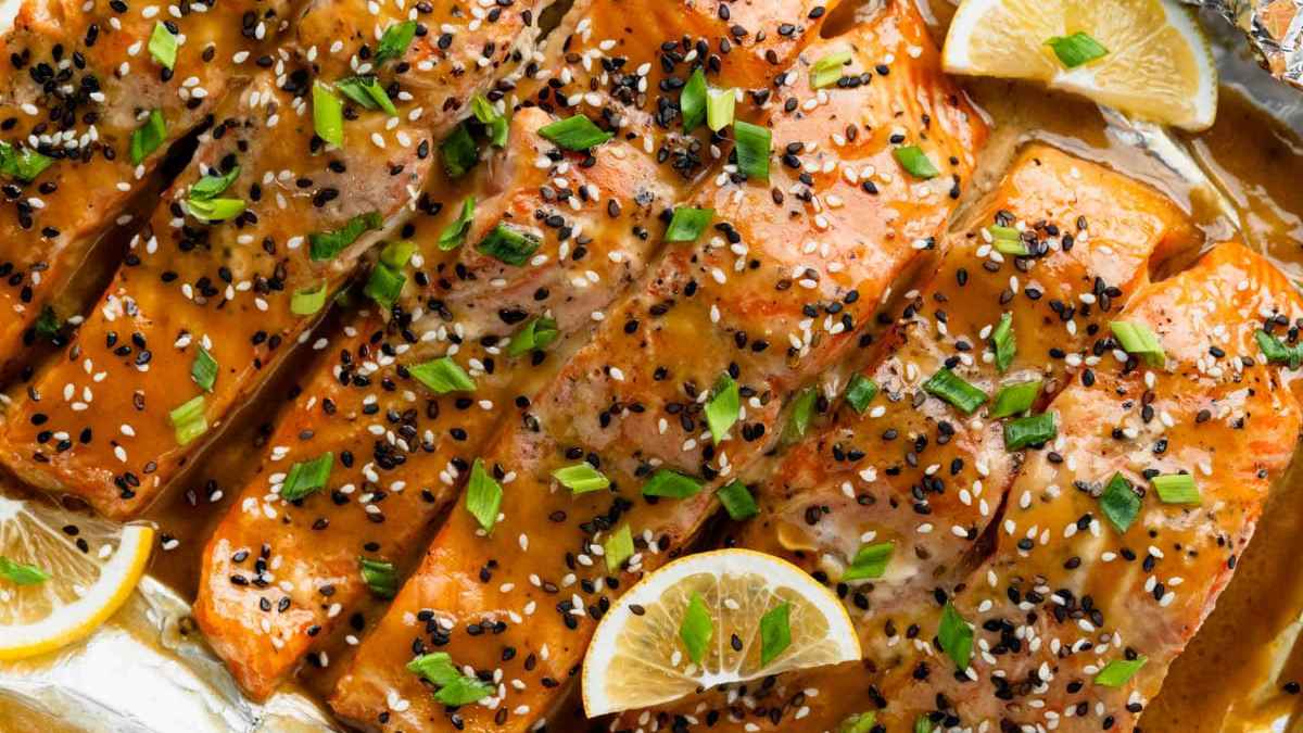 Baked Trout With Lemon And Honey Soy Sauce. 