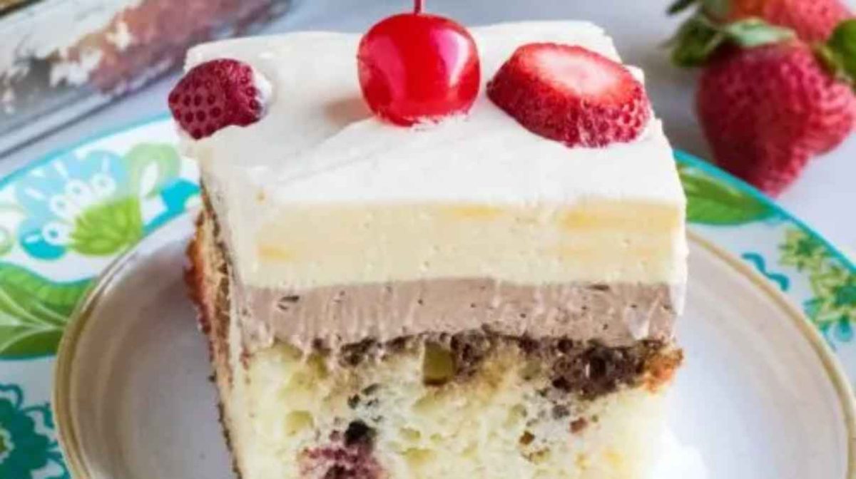Banana Split Poke Cake.
