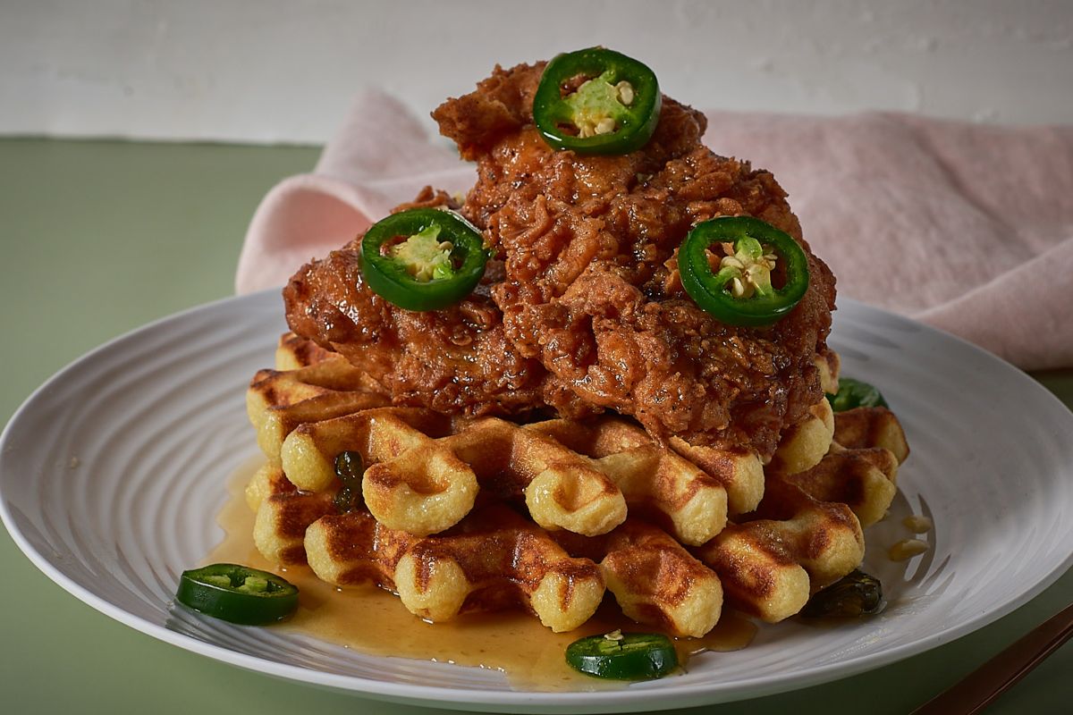 Best Chicken And Waffles Recipe With Jalapeno Honey Butter Sauce