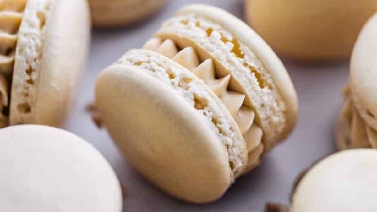 Butterscotch, Salted Caramel, And Toffee Macarons.